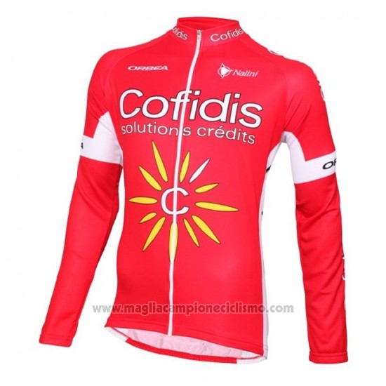 2016 Abbigliamento Ciclismo Cofidis Bianco e Rosso Manica Lunga e Salopette